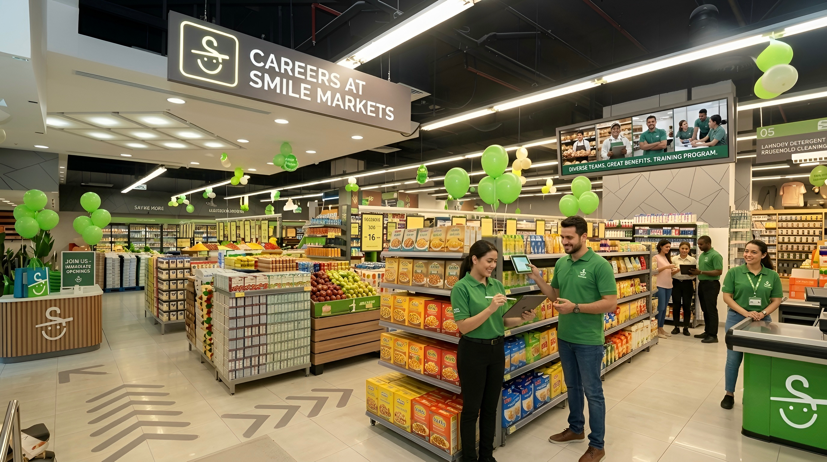 Smile team members on the shop floor during a hiring open day