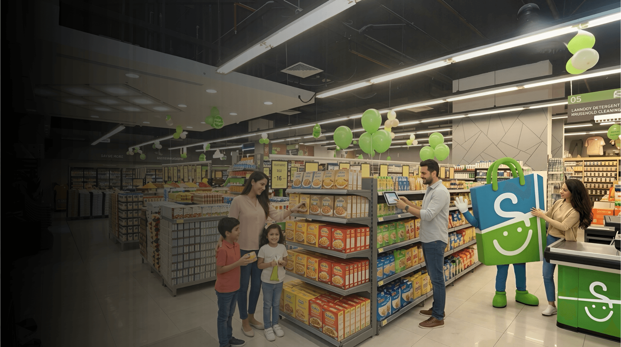 Bright, well-stocked aisle inside a Smile hypermarket
